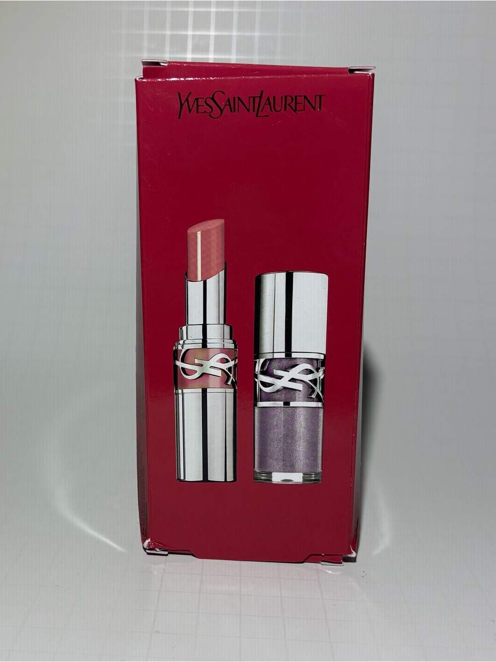 Yves Saint Laurent Lipstick & Gloss Duo - Rose Pink and Lavender